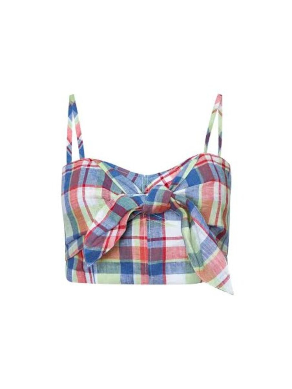 NEW Hunter Bell Pearl Top Plaid Tie Sleeveless Front Crop Top size 6 & 8